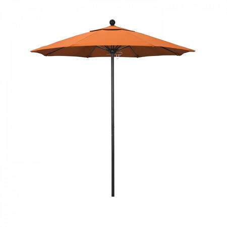 California Umbrella 7.5' Black Aluminum Market Patio Umbrella, Sunbrella Tangerine 194061334317